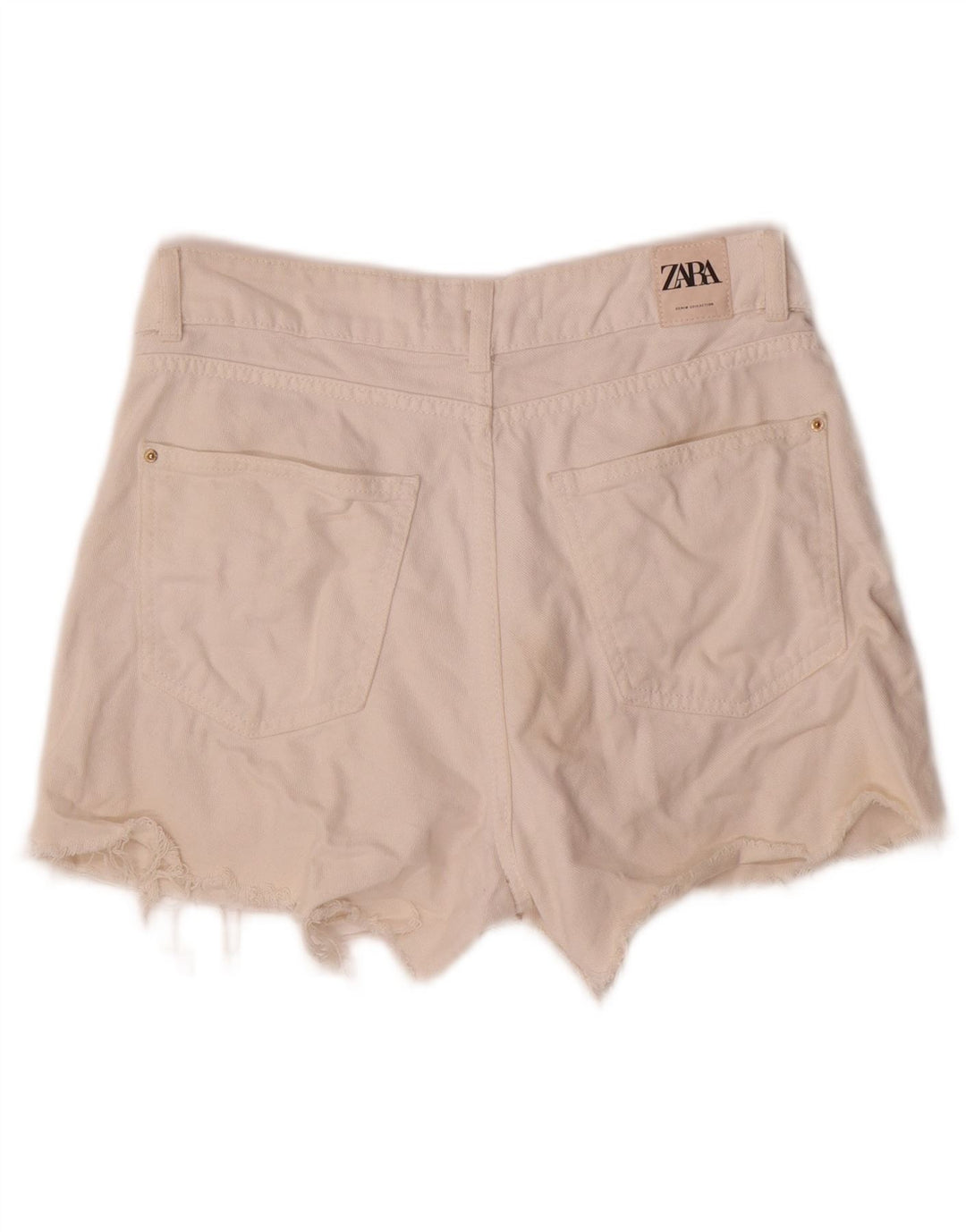 Zara Dame denim Shorts Små W26 Hvid Bomuld