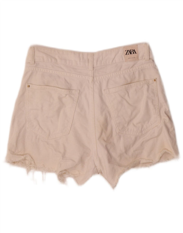 Zara Dame denim Shorts Små W26 Hvid Bomuld