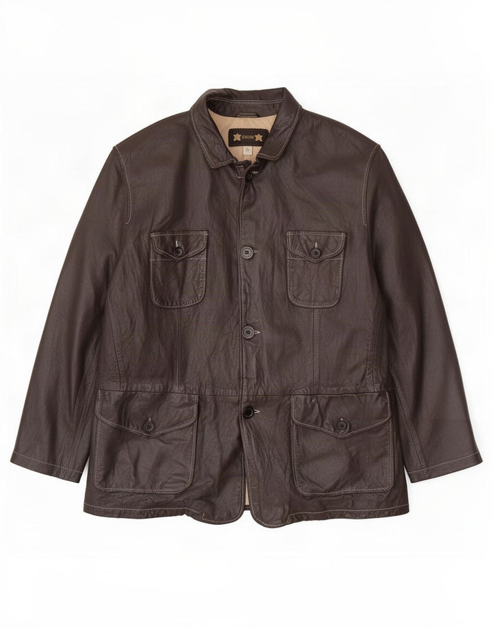 Vintage herre læderjakke IT 54 2XL Brun