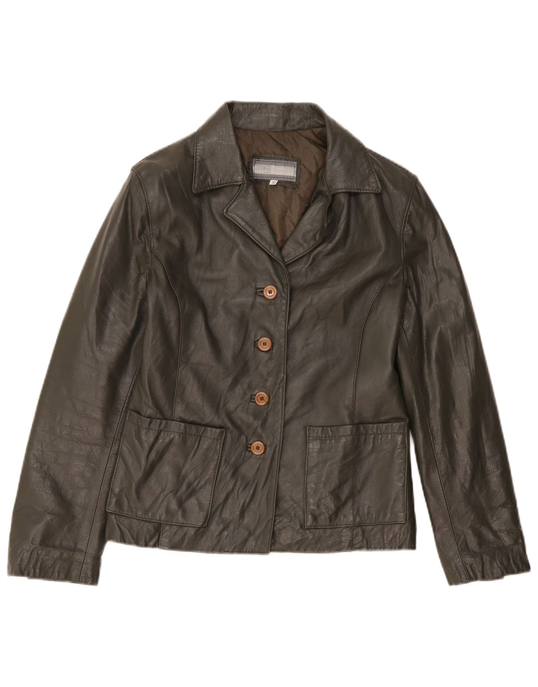 Vintage læderjakke til kvinder UK 10 Small Khaki Læder
