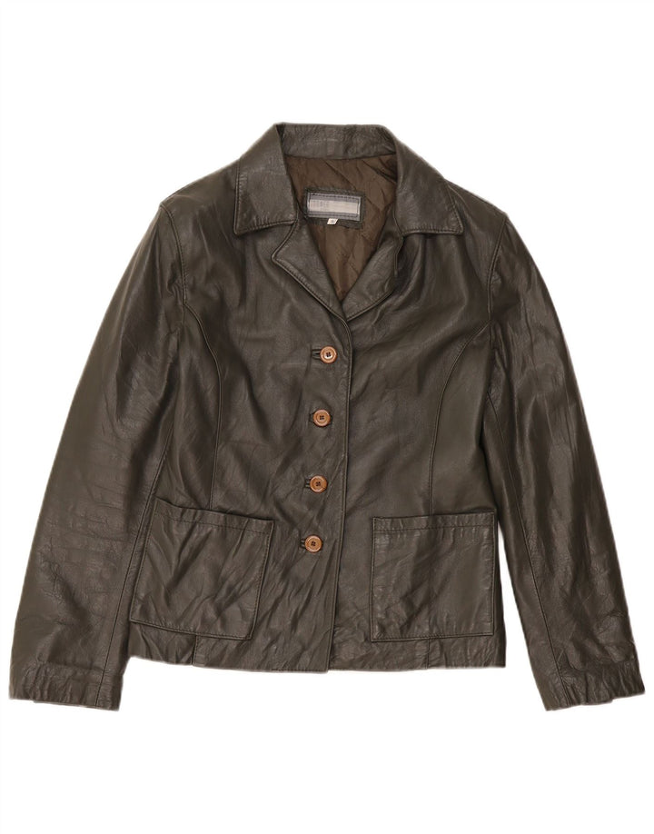 Vintage læderjakke til kvinder UK 10 Small Khaki Læder