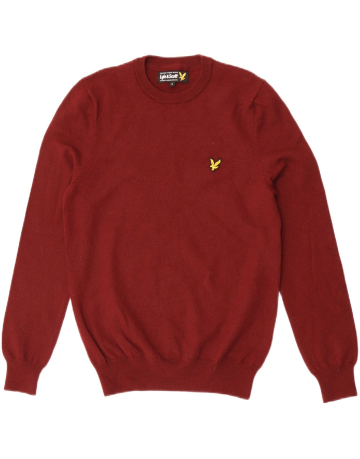 Lyle & Scott Herre sweater med rund hals, lille rødbrun Merinould