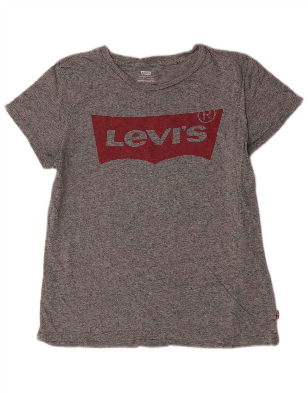 Levi's Grafisk T-shirt top til kvinder UK 14 Mellemgrå flækket bomuld