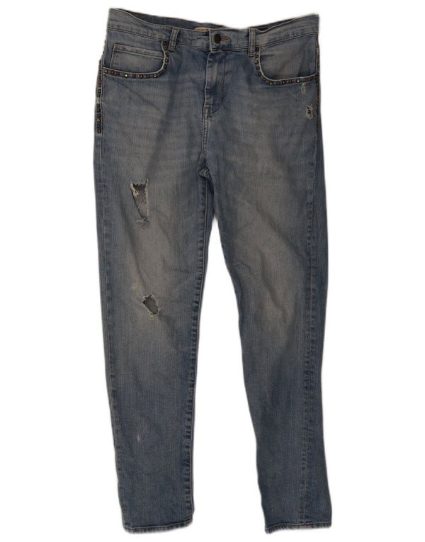 Zara Dame Trafaluc Distressed Slim Jeans EU 38 Small W28 L28 Blue