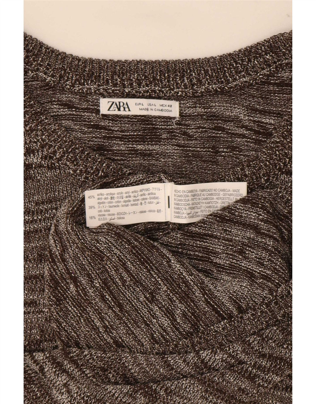Zara Herre Vest Tank Top Stor Grå Flecked Acryl