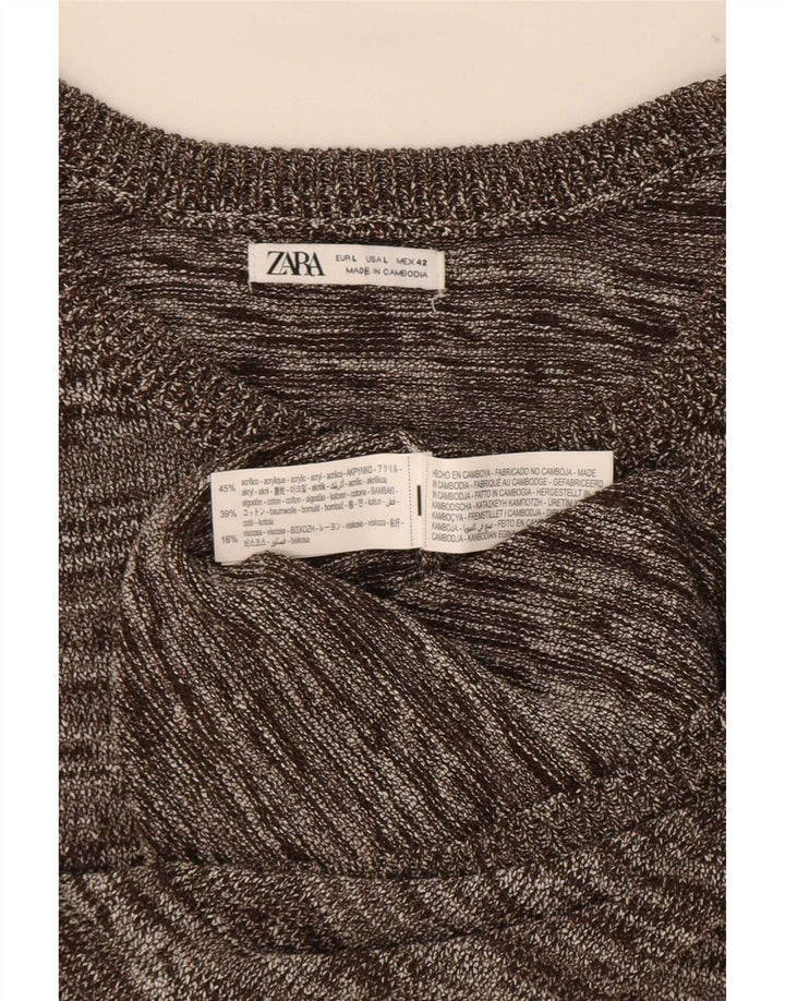 Zara Herre Vest Tank Top Stor Grå Flecked Acryl