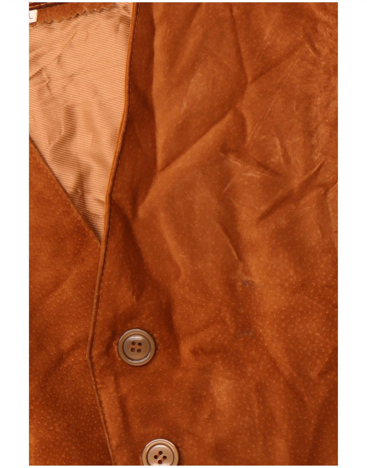 Vintage dame ruskind vest UK 20 2XL brunt læder