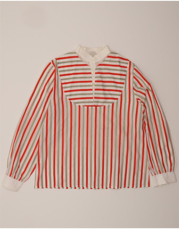 VINTAGE Dame Pullover Shirt UK 16 Stor flerfarvet stribet polyester