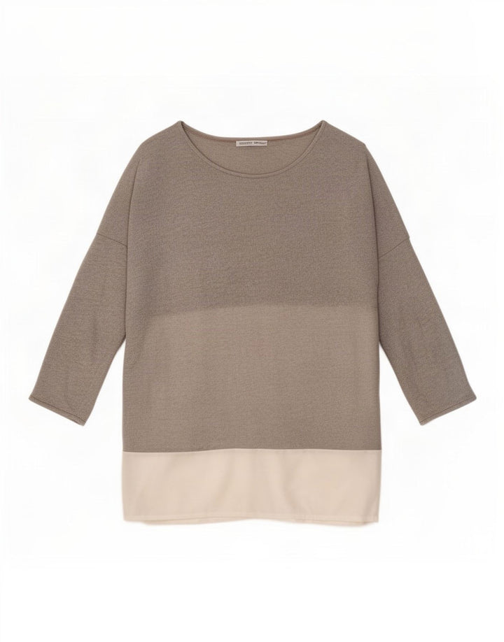 Zara 3/4 ærmet oversized tunikatop til kvinder DK 14 mellemgrå farveblok