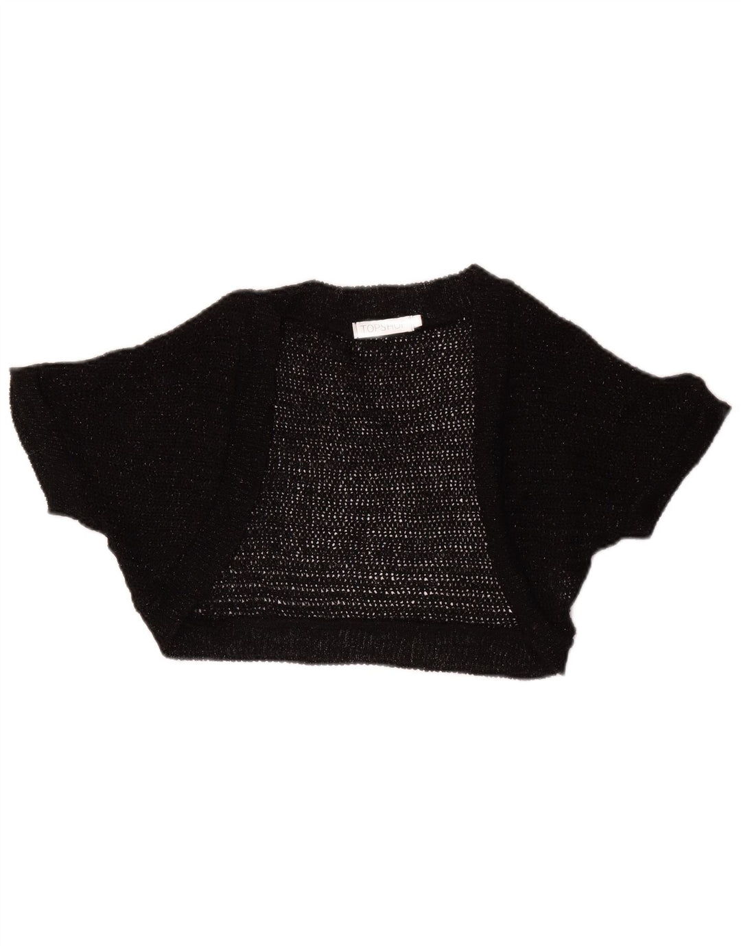 TOPSHOP Womens Crop Bolero Top UK 12 Medium Black Acrylic