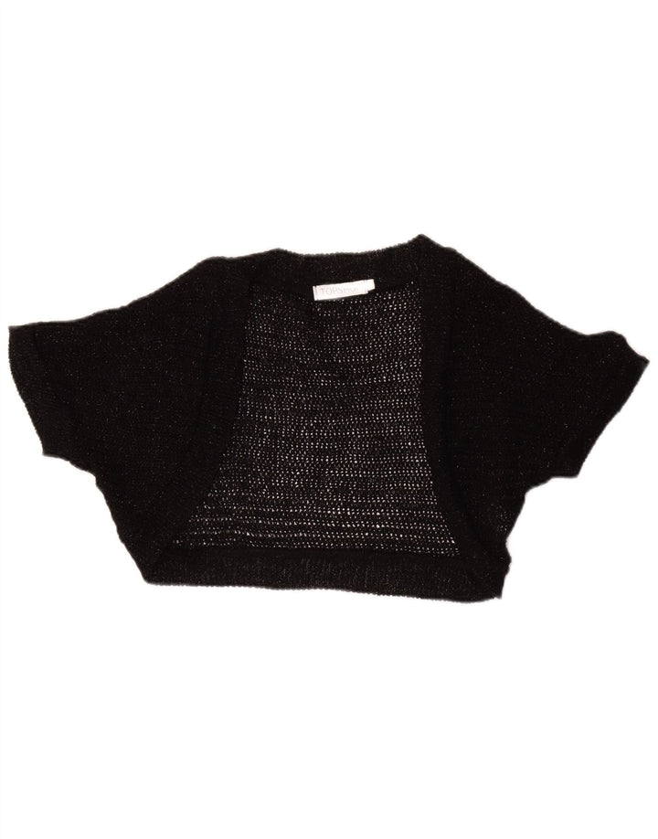 TOPSHOP Womens Crop Bolero Top UK 12 Medium Black Acrylic