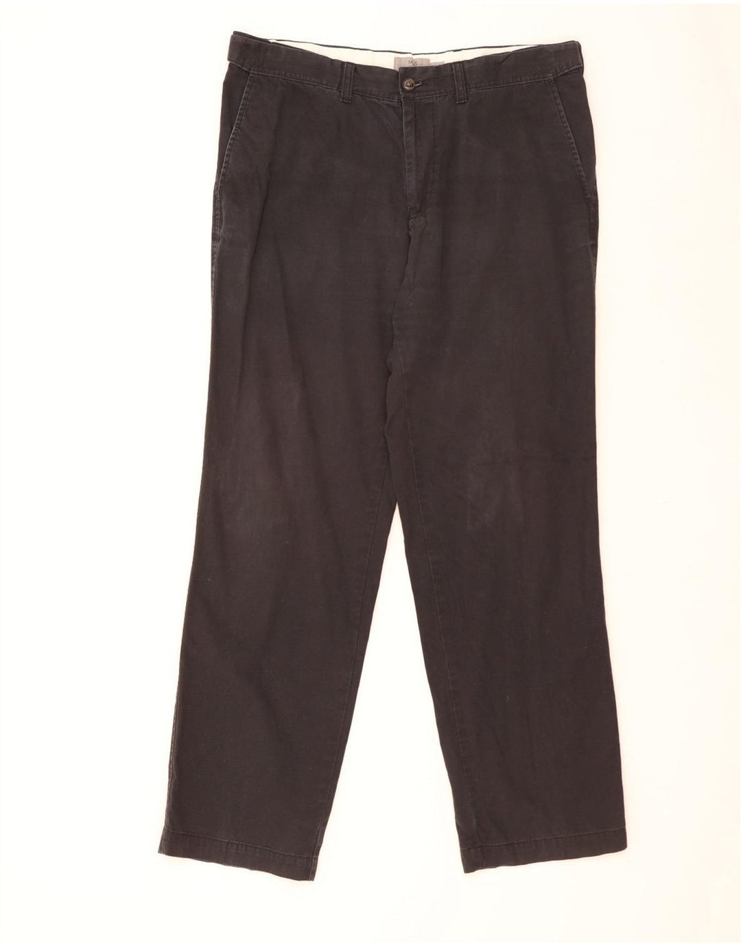 Marks & Spencer Herre Regular Chino Bukser W36 L31 Sort Bomuld