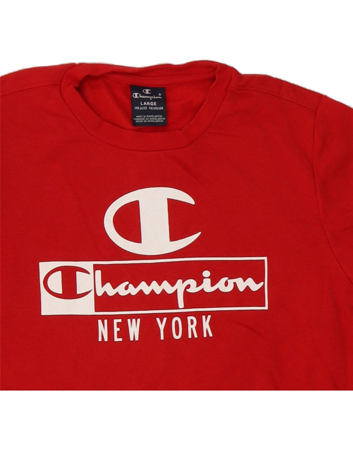 CHAMPION Boys Graphic Sweatshirt Jumper 11-12 Years Large Red Cotton Vintage Champion and Second-Hand Champion from Messina Hembry 