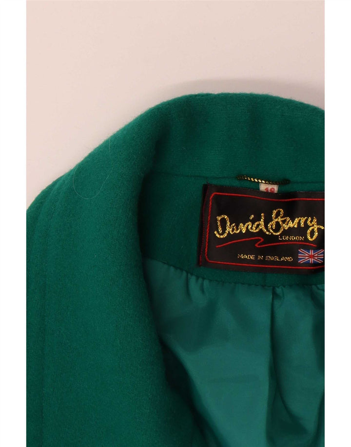David Barry Womens 3 Button Coat UK 18 XL Grøn Ny Uld
