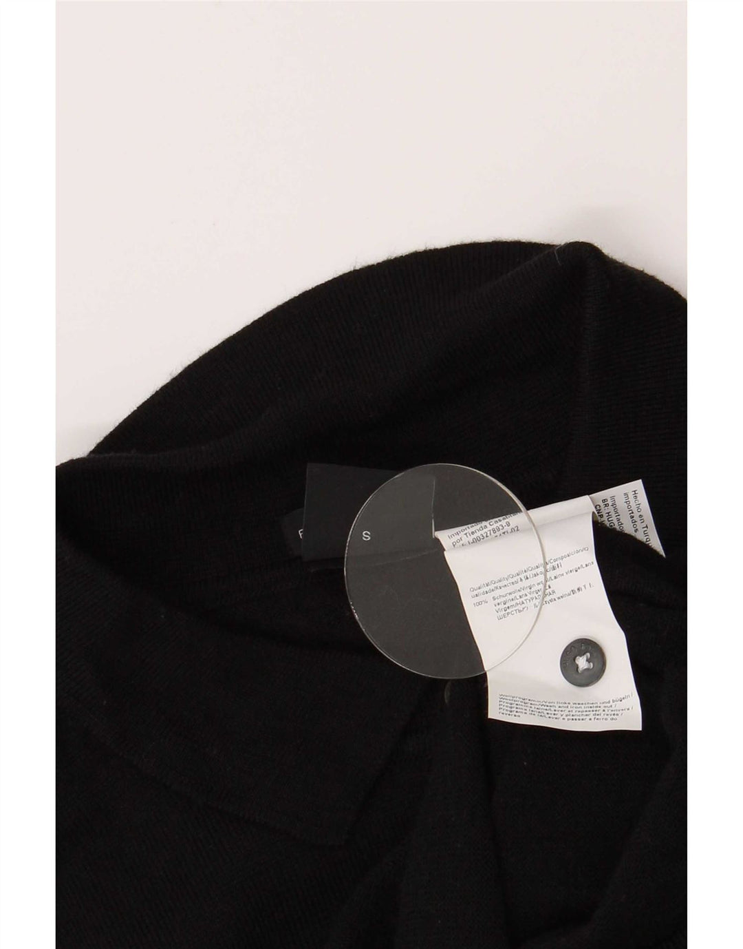 Hugo Boss Herre Polo Neck Jumper Sweater Small Black Virgin Wool