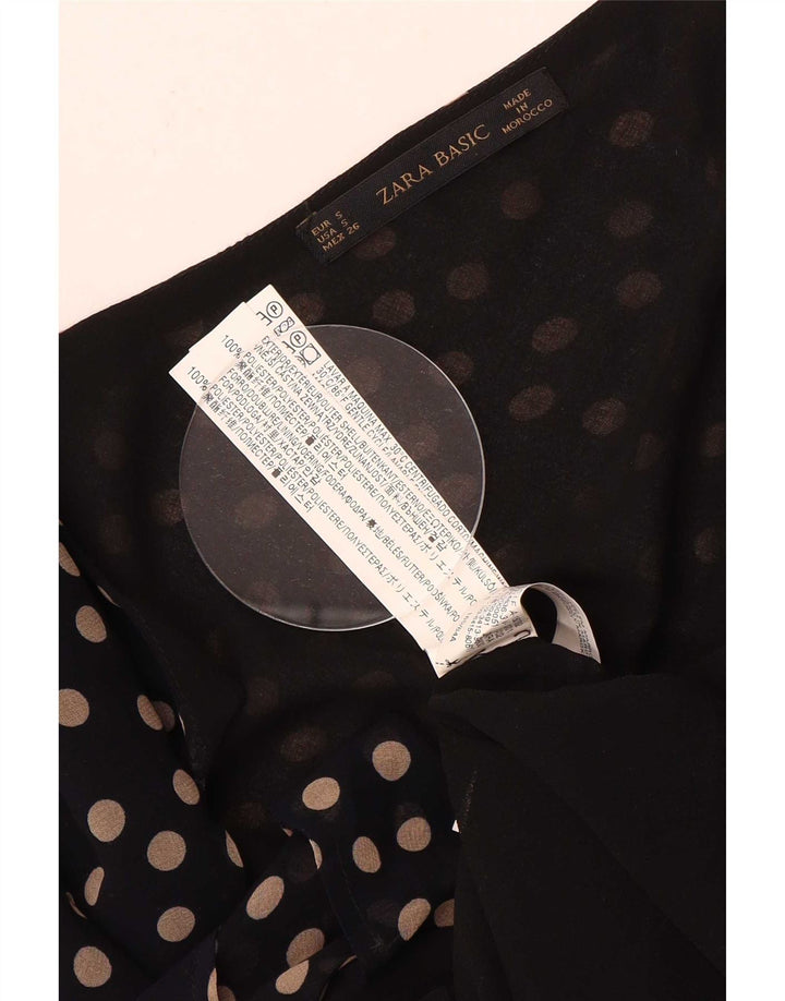 Zara Womens Slip Dress UK 10 Small Black Polka Dot Polyester