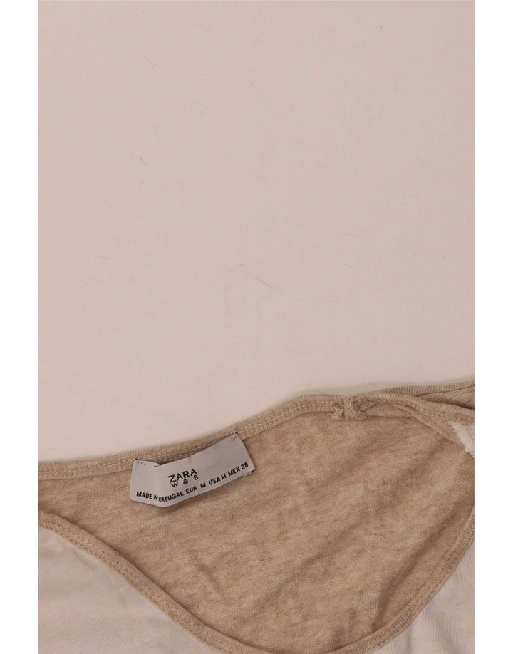 Zara Graphic T-Shirt Top UK 14 Medium White Colourblock