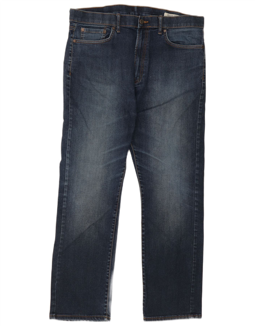 MARKS & SPENCER Herre Regular Fit Straight Jeans W38 L31 Blå Bomuld
