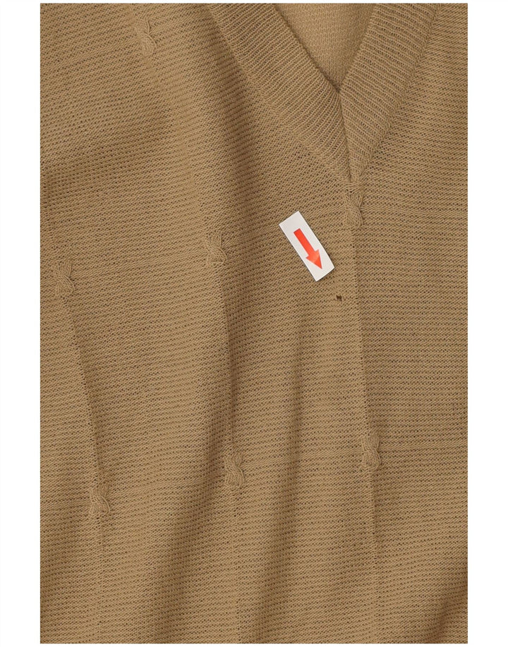 VINTAGE Dame V-hals sweater UK 12 Medium Beige