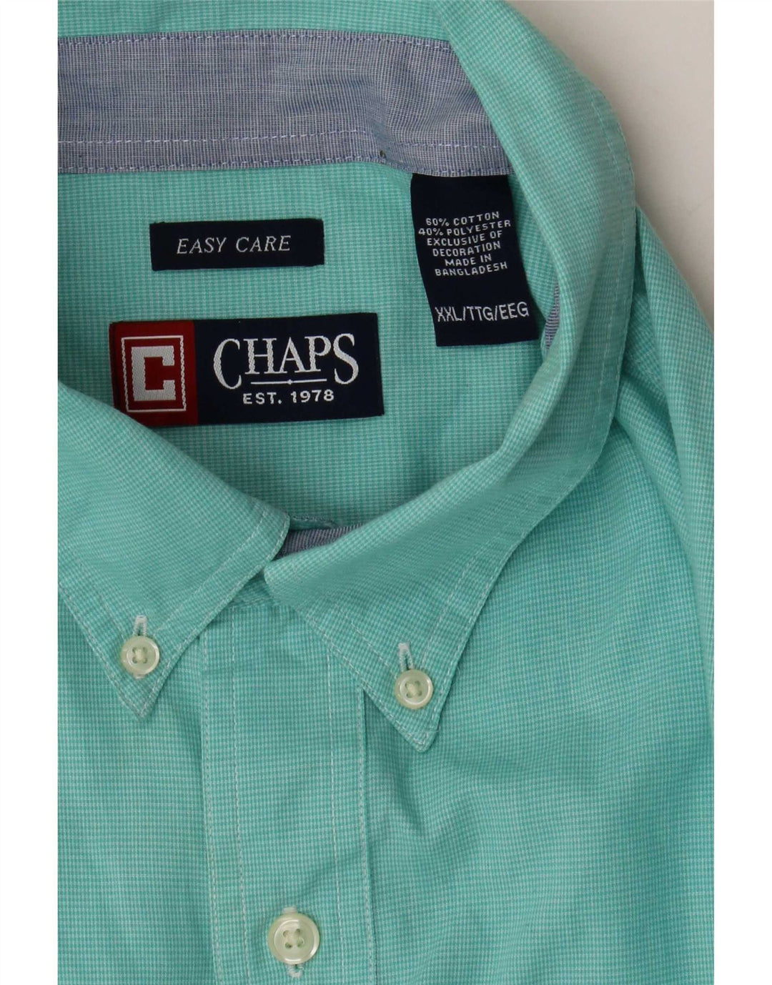 Chaps Herreskjorte 2XL turkis Houndstooth Bomuld