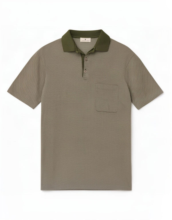 Ermenegildo Zegna Herre Polo Shirt IT 52 Stor Khaki Geometrisk