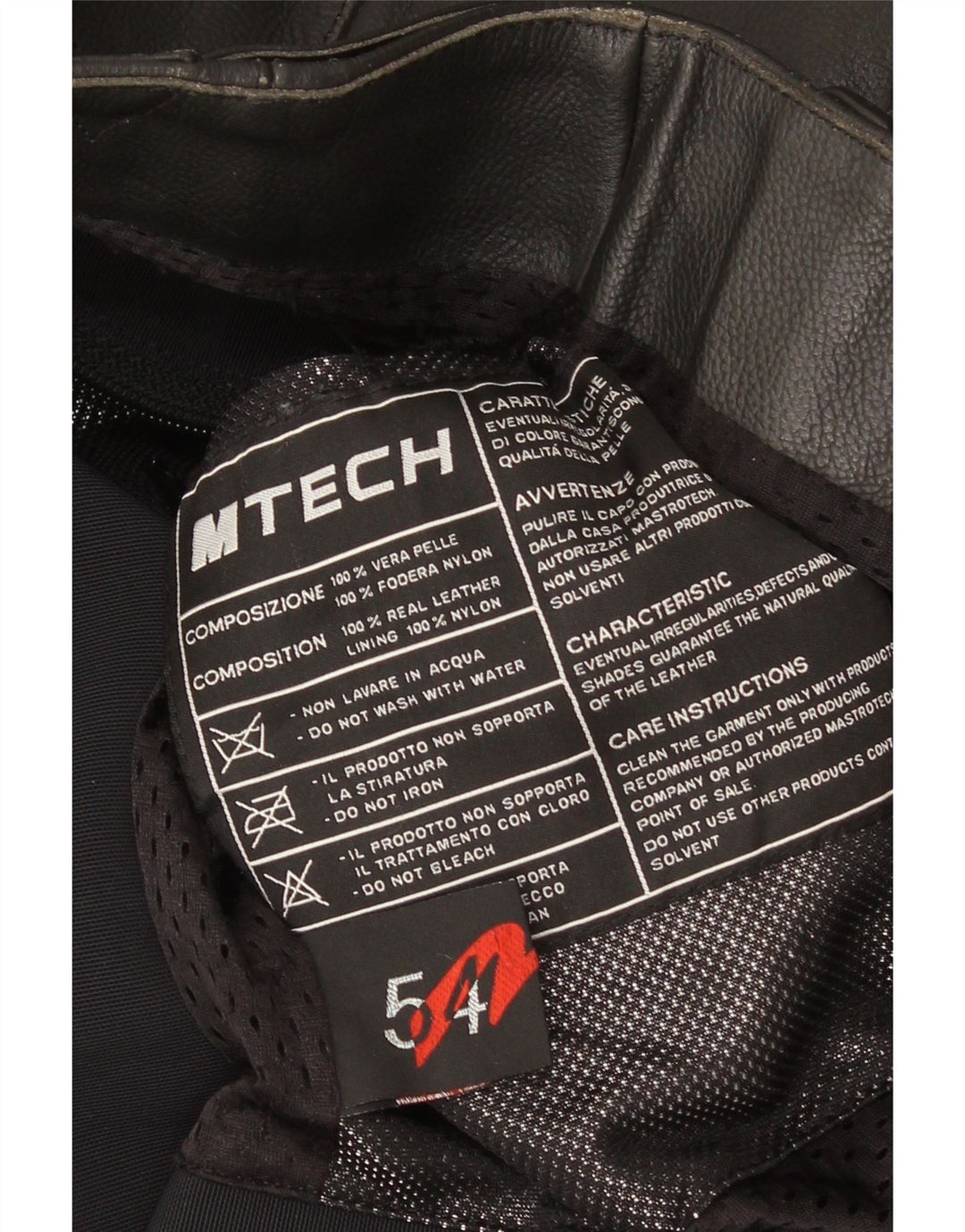 M Tech Herre Motorcykel Læder Racerjakke IT 54 XL Sort Colourblock