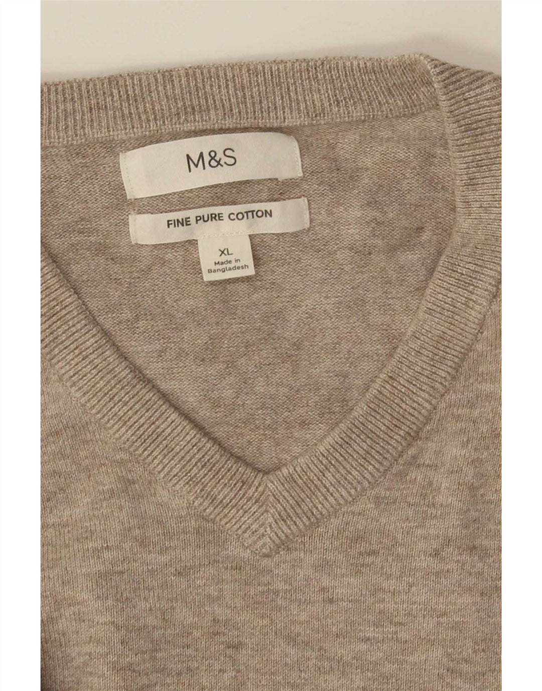 Marks & Spencer Herre V-hals sweater XL Beige Bomuld