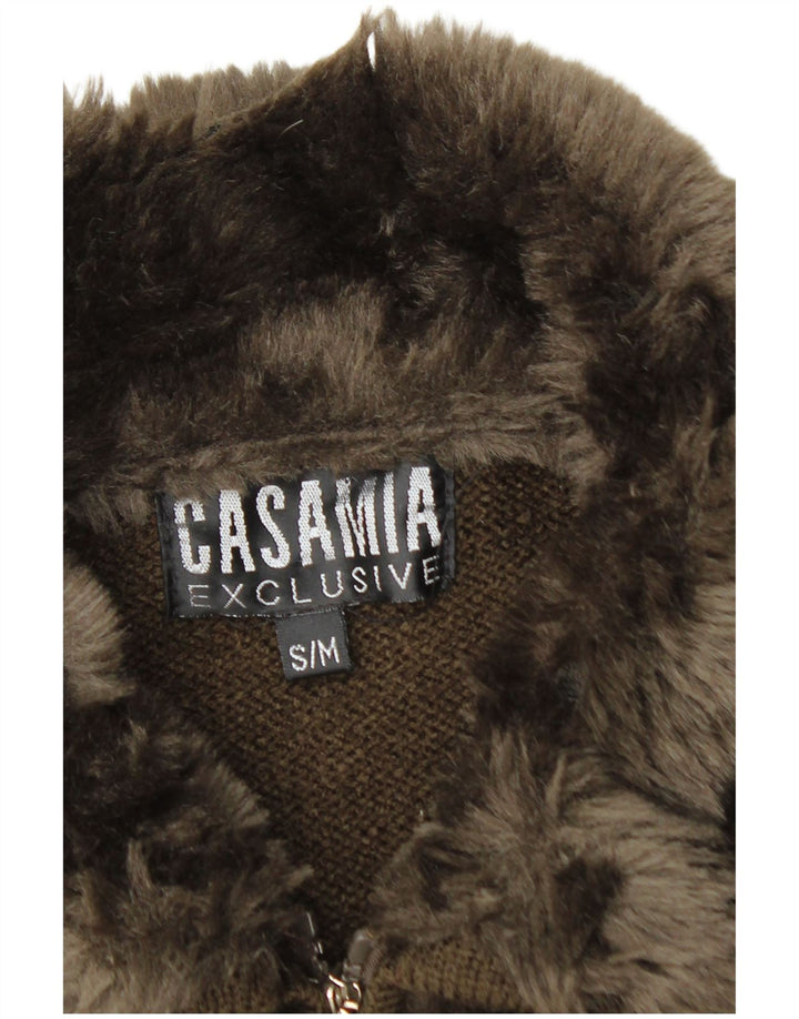 CASAMIA Dame Cardigan Sweater UK 10 Lille brun akryl