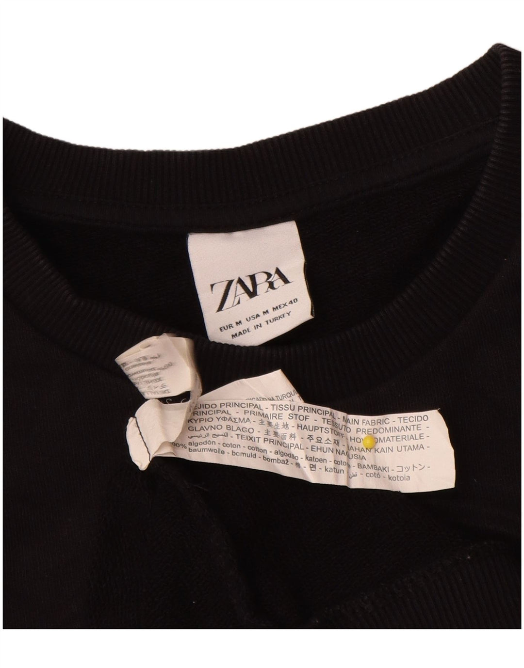 Zara Herre grafisk sweatshirt Jumper Medium Sort Colourblock Bomuld