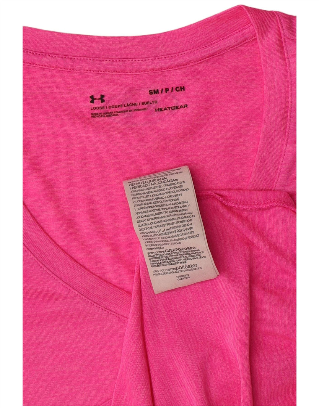 UNDER ARMOUR Dame Heat Gear T-Shirt Top UK 10 Small Pink Polyester