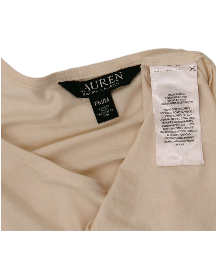 Ralph Lauren Dame Top 3/4 ærmer UK 14 Medium Off White Bomuld