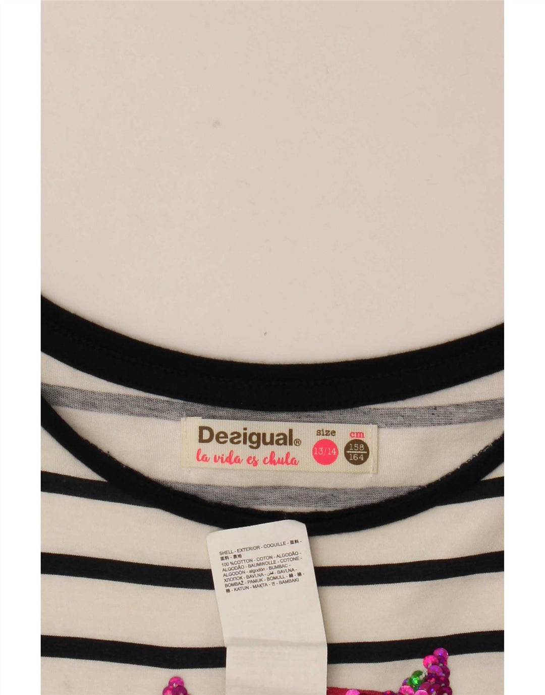 Desigual piger grafisk basiskjole 13-14 år hvid stribet bomuld
