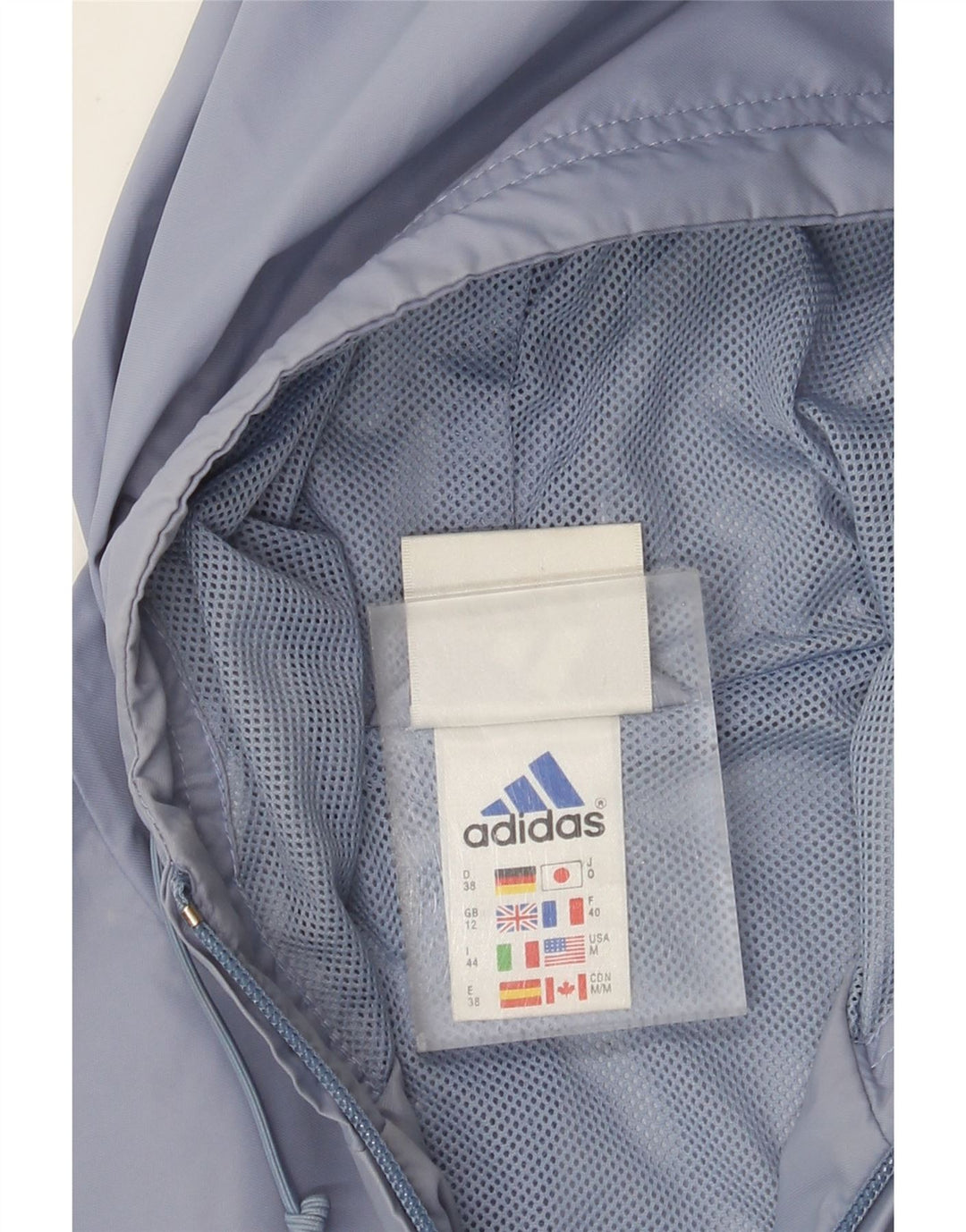 ADIDAS Oversized regnfrakke med hætte til kvinder UK 12 Medium Blue Polyamide