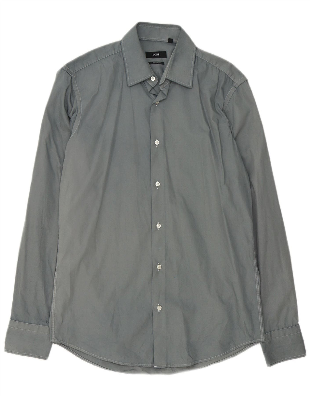 Hugo Boss Herre Regular Fit Skjorte Størrelse 38 15 Medium Grå Bomuld