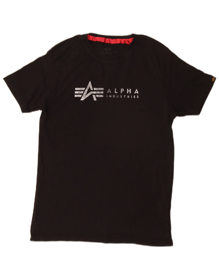 Alpha Industries Grafisk T-shirt til mænd, lille sort bomuld