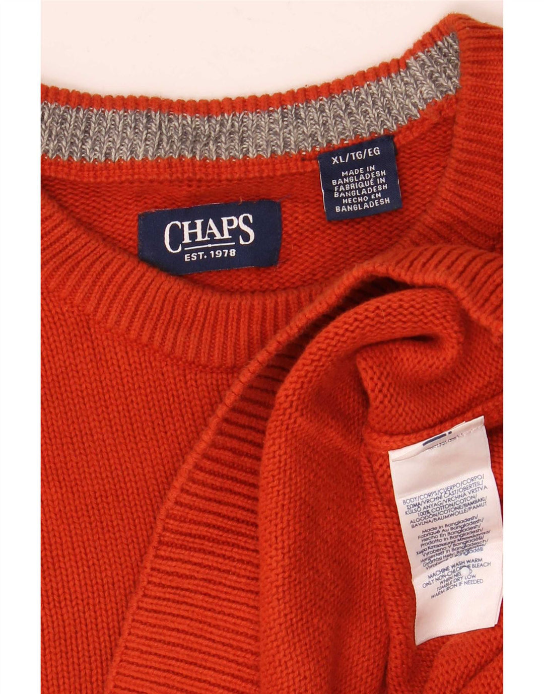 Chaps Herre Crew Neck Jumper Sweater XL Orange Bomuld