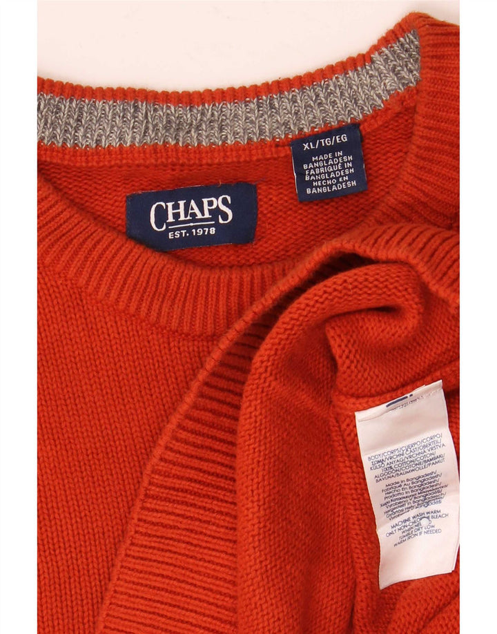 Chaps Herre Crew Neck Jumper Sweater XL Orange Bomuld