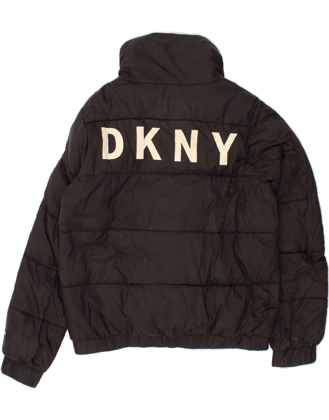 DKNY Womens Graphic Padded Jacket UK 14 Medium Black Nylon Vintage Dkny and Second-Hand Dkny from Messina Hembry 