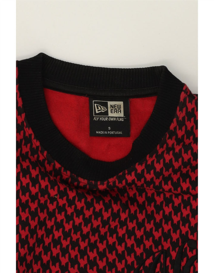 NEW ERA Mens Sweatshirt Jumper Small Red Houndstooth Cotton Vintage New Era and Second-Hand New Era from Messina Hembry 