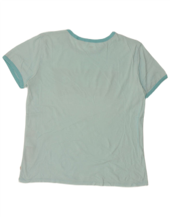 Levi's Dame Grafisk T-Shirt Top UK 16 Stor Blå Bomuld