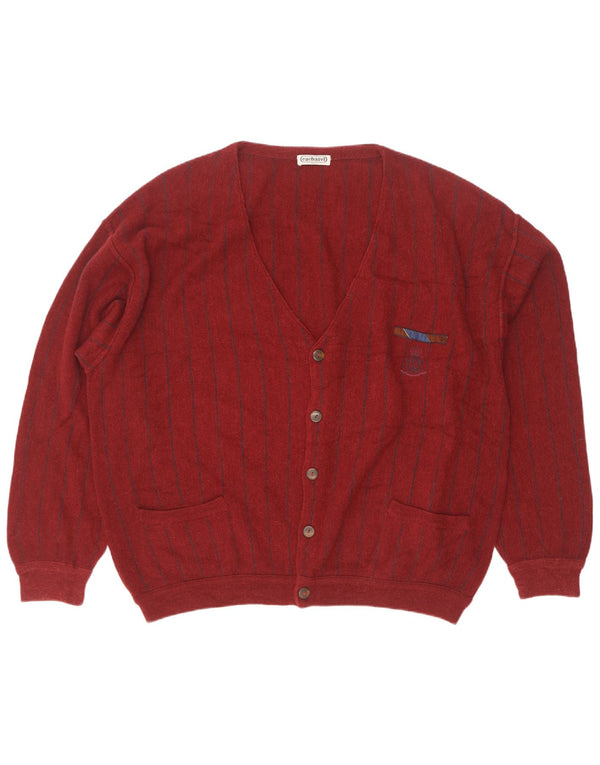 Cacharel Herre Cardigan Sweater EU 56 2XL Burgundy Stribet Cashmere