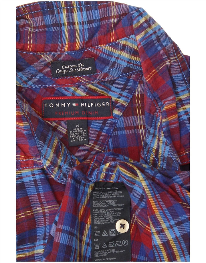 Tommy Hilfiger Herre Custom Fit Flanellskjorte Medium Blue Ternet Bomuld