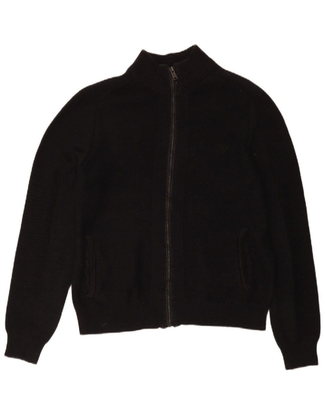Guess Herre cardigan sweater med fuld lynlås UK 40 Medium Sort bomuld
