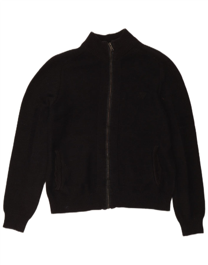 Guess Herre cardigan sweater med fuld lynlås UK 40 Medium Sort bomuld