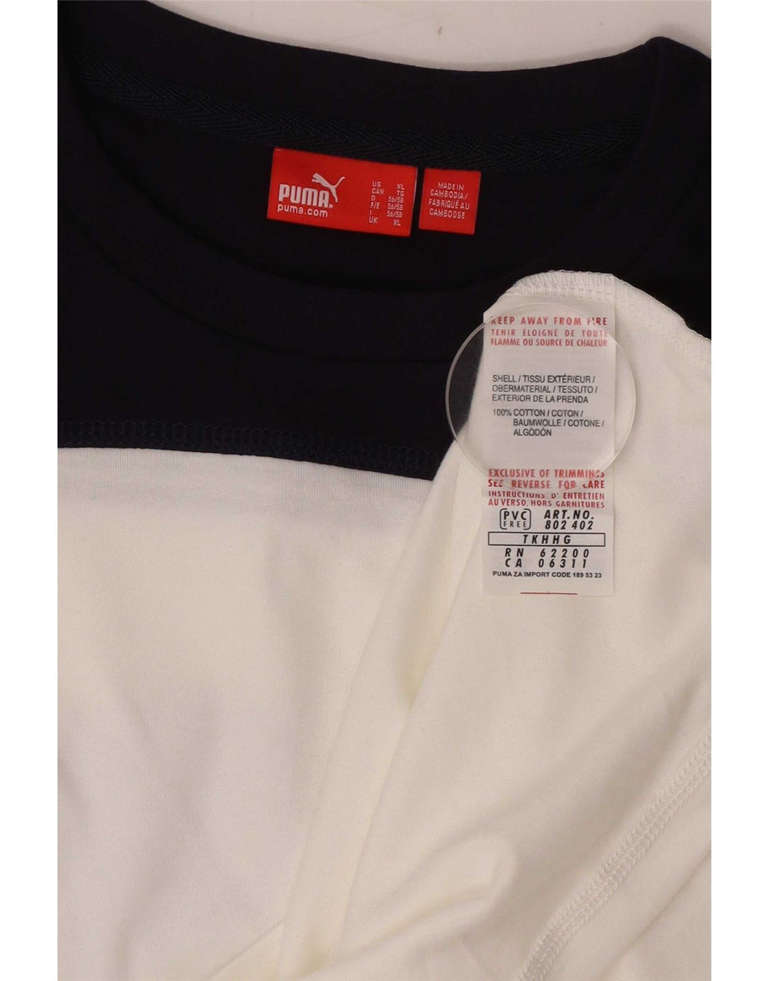 Puma Herre Grafisk Top Langærmet XL Hvid Colourblock Bomuld