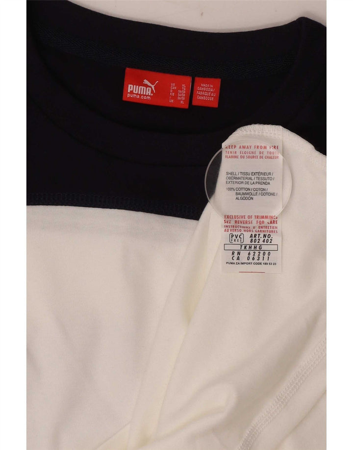 Puma Herre Grafisk Top Langærmet XL Hvid Colourblock Bomuld