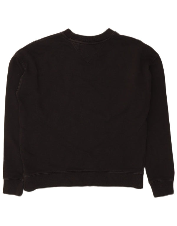 Tommy Hilfiger Womens Crop Oversized Sweatshirt Jumper UK 10 Small Black
