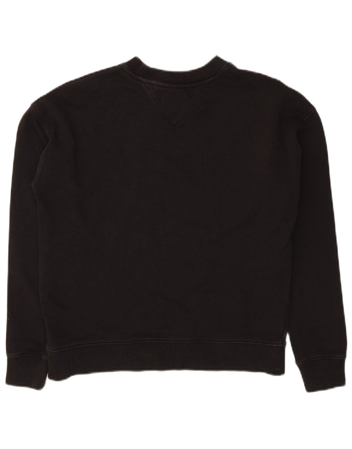 Tommy Hilfiger Womens Crop Oversized Sweatshirt Jumper UK 10 Small Black