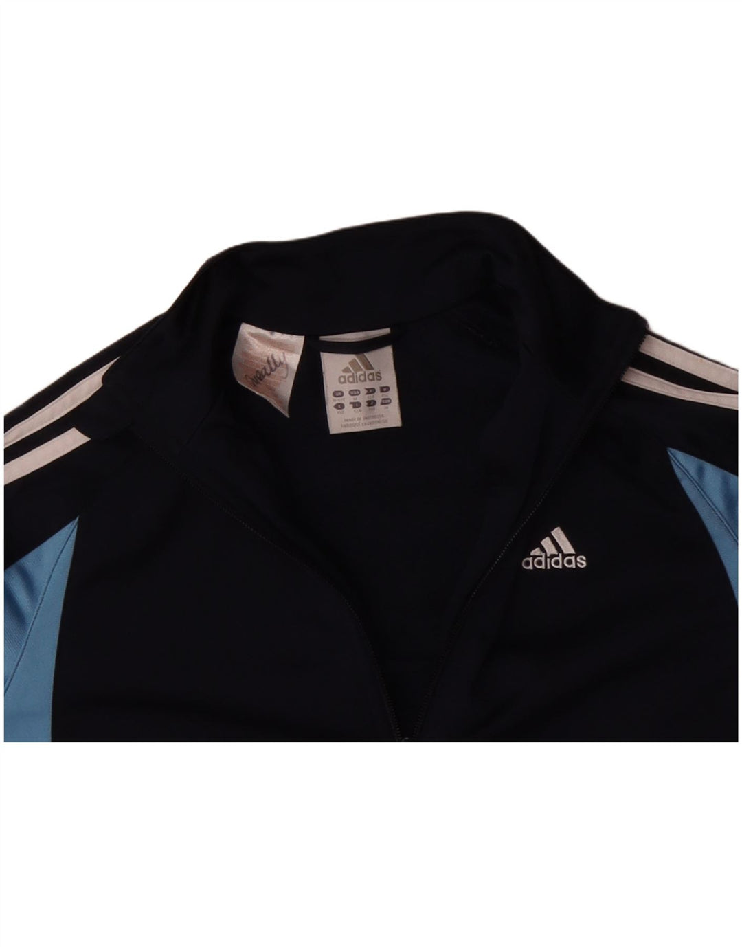ADIDAS Boys Tracksuit Top Jacket 11-12 Years Navy Blue Colourblock