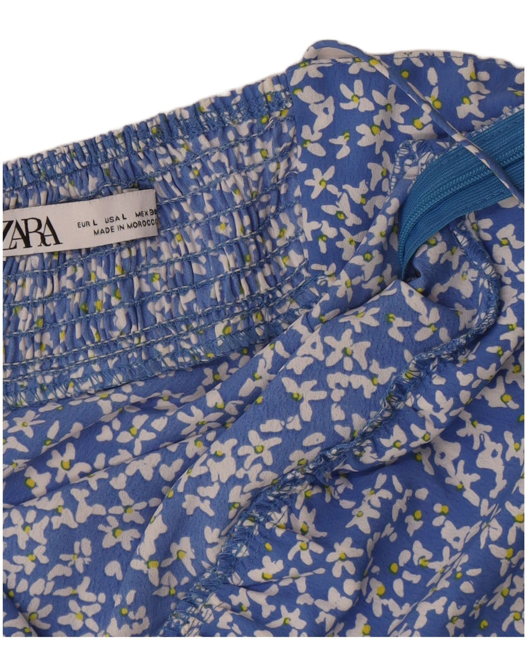 Zara Dame Sundress UK 14 Large Blue Floral Polyester